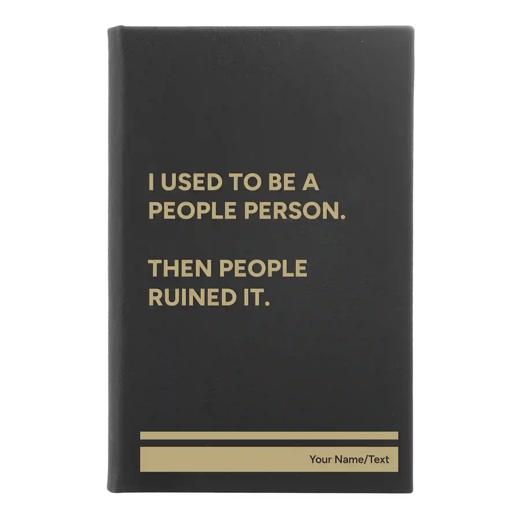 Small black/gold leatherette journal laser etched with 'People Person' design