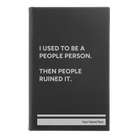 Small black/silver leatherette journal laser etched with 'People Person' design