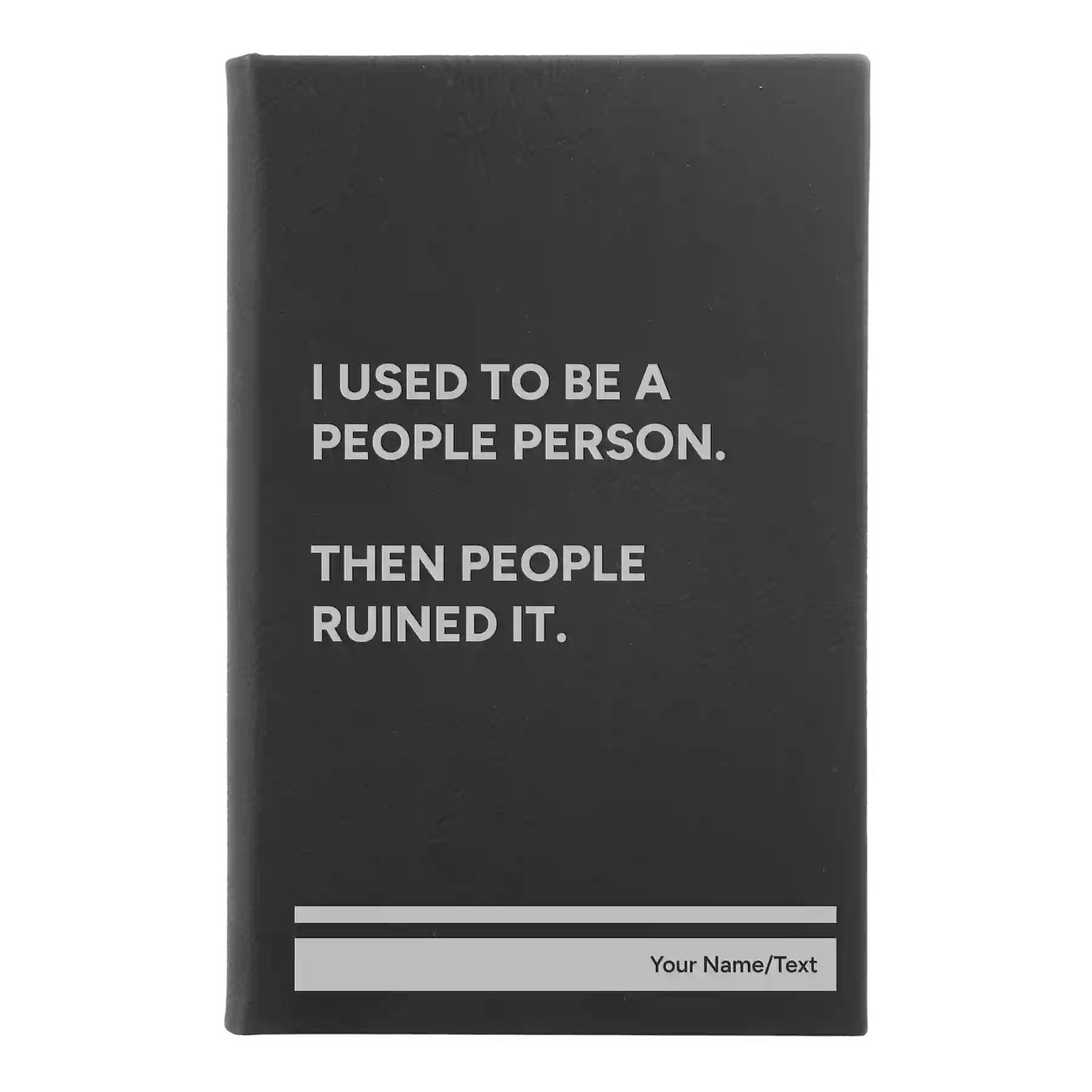 Small black/silver leatherette journal laser etched with 'People Person' design