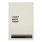 Small white leatherette sketch book laser etched with 'Cant Adult' design