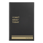 Small black/gold leatherette journal laser etched with 'Cant Adult' design