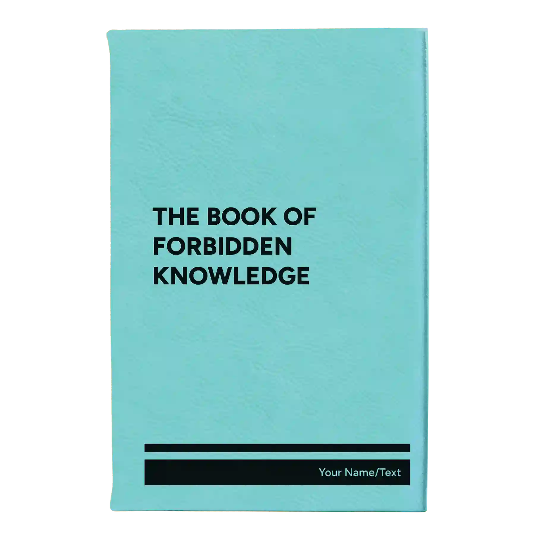 Small teal leatherette journal laser etched with 'Forbidden Knowledge' design