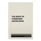 Small white leatherette sketch book laser etched with 'Forbidden Knowledge' design