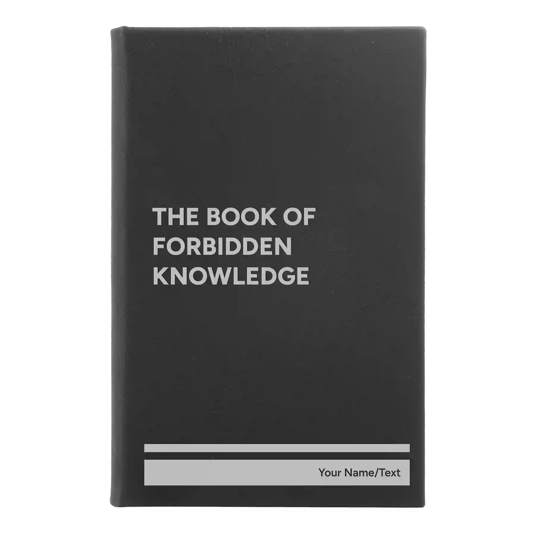 Small black/silver leatherette journal laser etched with 'Forbidden Knowledge' design