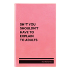 Small pink leatherette sketch book laser etched with 'Explain to Adults' design