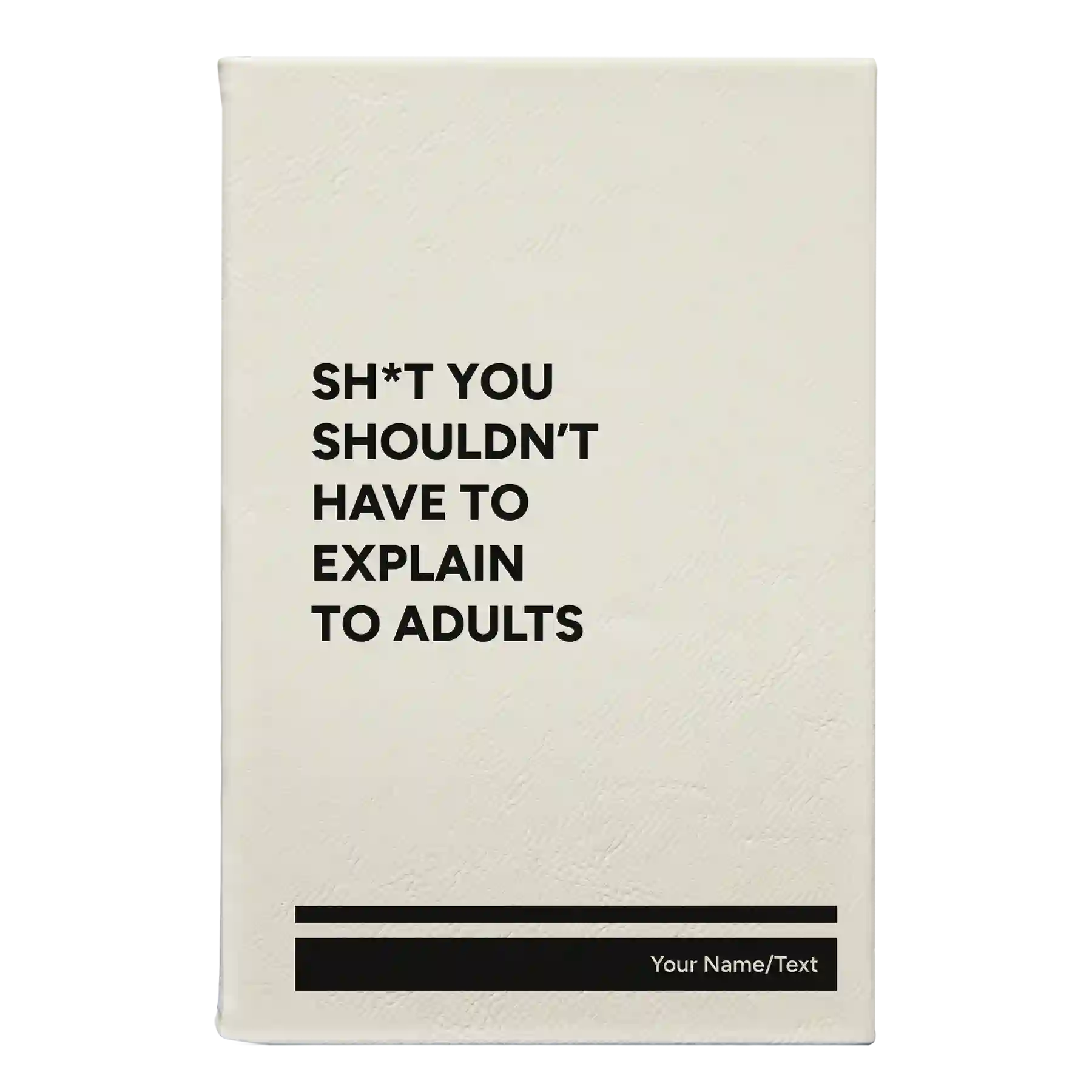 Small white leatherette sketch book laser etched with 'Explain to Adults' design