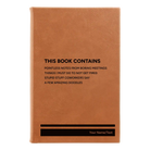 Small rawhide leatherette sketch book laser etched with 'This Book Contains' design