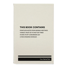 Small white leatherette journal laser etched with 'This Book Contains' design