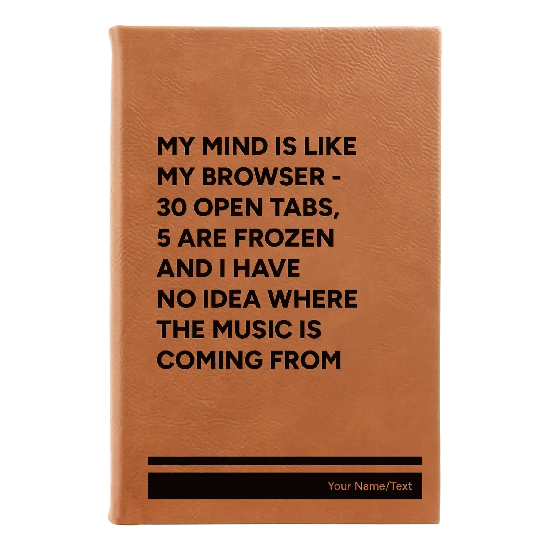 Small rawhide leatherette journal laser etched with 'My Browser' design