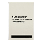 Small white leatherette sketch book laser etched with 'No Thanks' design