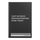 Small black/silver leatherette sketch book laser etched with 'Procrastinating' design
