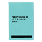 Small teal leatherette sketch book laser etched with 'Idgaf ish' design