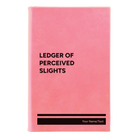 Small pink leatherette journal laser etched with 'Perceived Slights' design