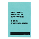 Small teal leatherette journal laser etched with 'Inner Peace' design