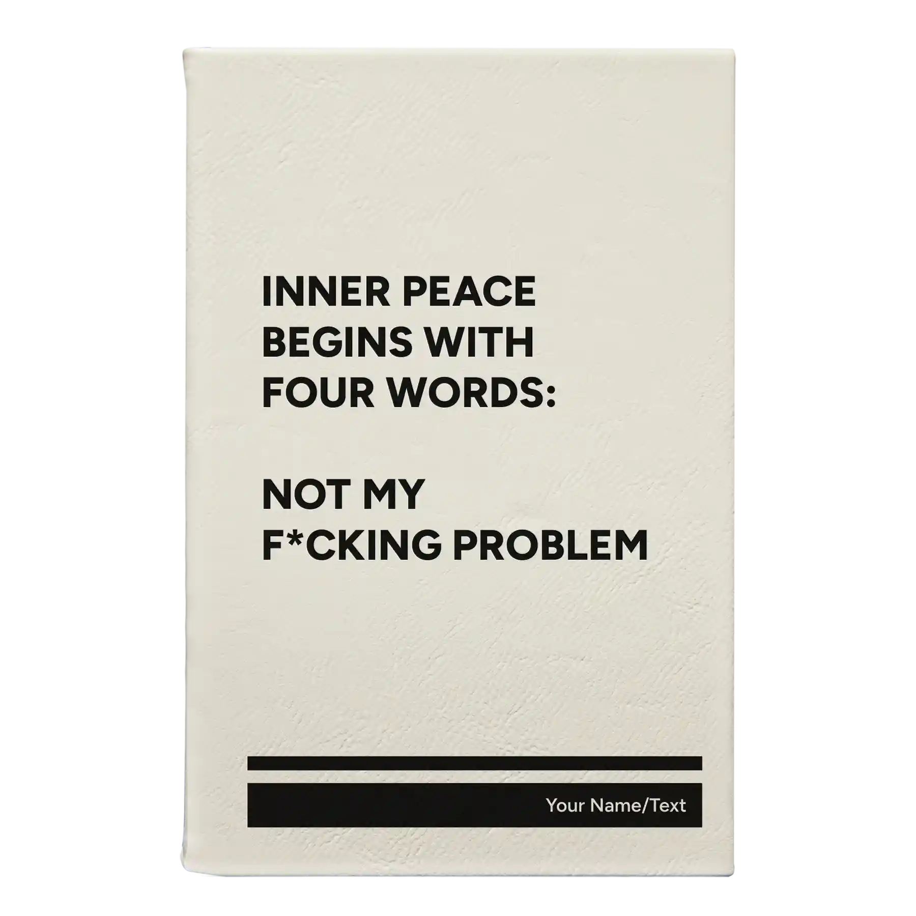 Small white leatherette journal laser etched with 'Inner Peace' design