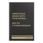 Small black/gold leatherette journal laser etched with 'Inner Peace' design
