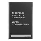Small black/silver leatherette journal laser etched with 'Inner Peace' design