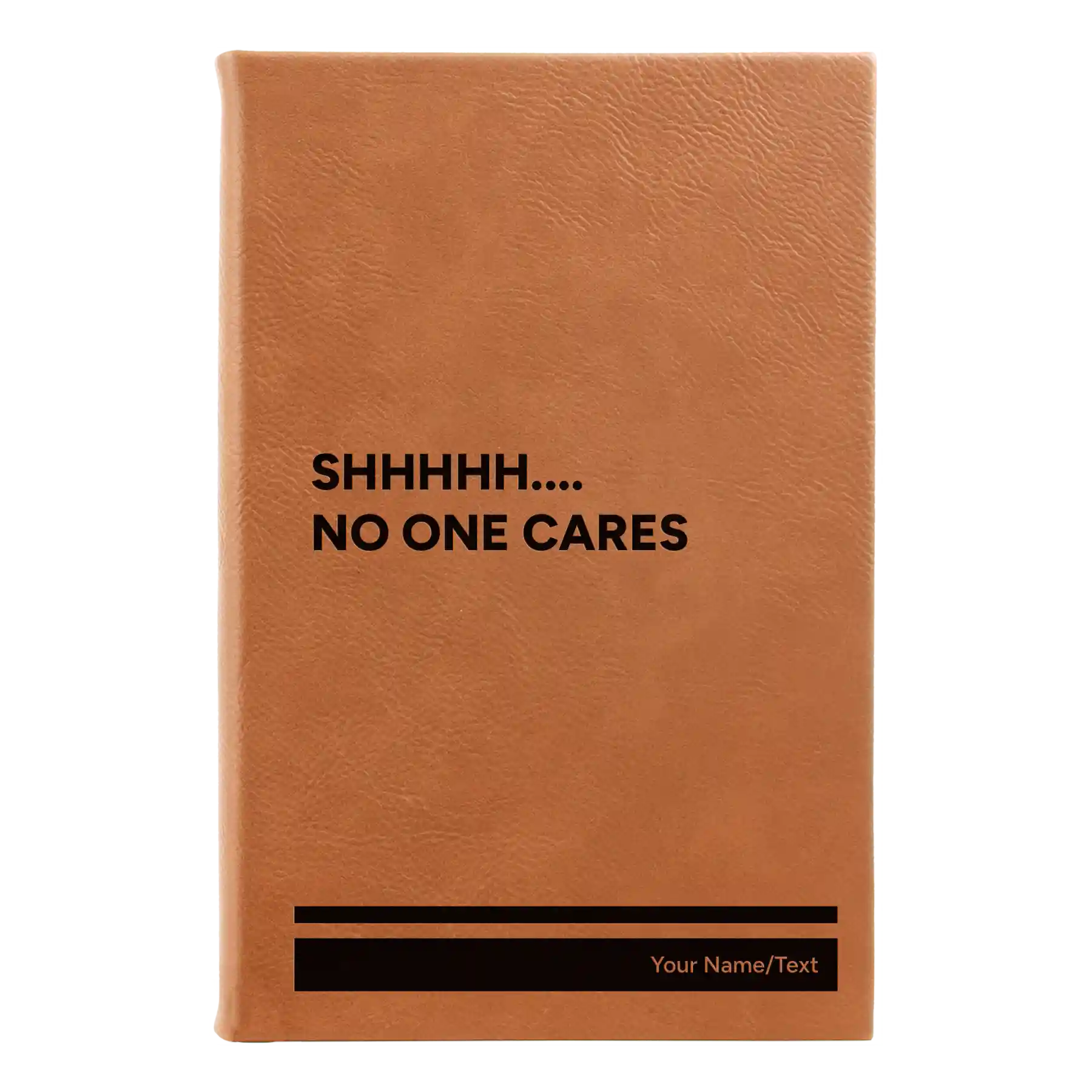 Small rawhide leatherette journal laser etched with 'Shhhh' design