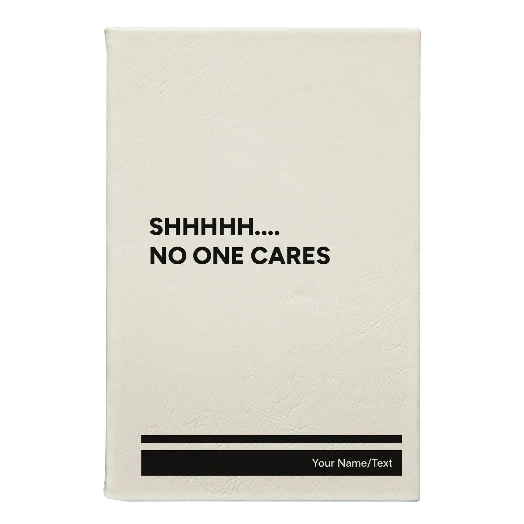 Small white leatherette journal laser etched with 'Shhhh' design