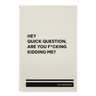 Small white leatherette journal laser etched with 'Quick Question' design
