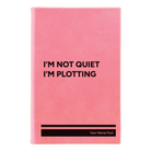 Small pink leatherette journal laser etched with 'Not Quiet' design