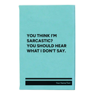 Small teal leatherette sketch book laser etched with 'I Dont Say' design
