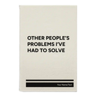 Small white leatherette sketch book laser etched with 'Other Peoples Problems' design