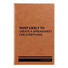 Small rawhide leatherette sketch book laser etched with 'Create a Spreadsheet' design