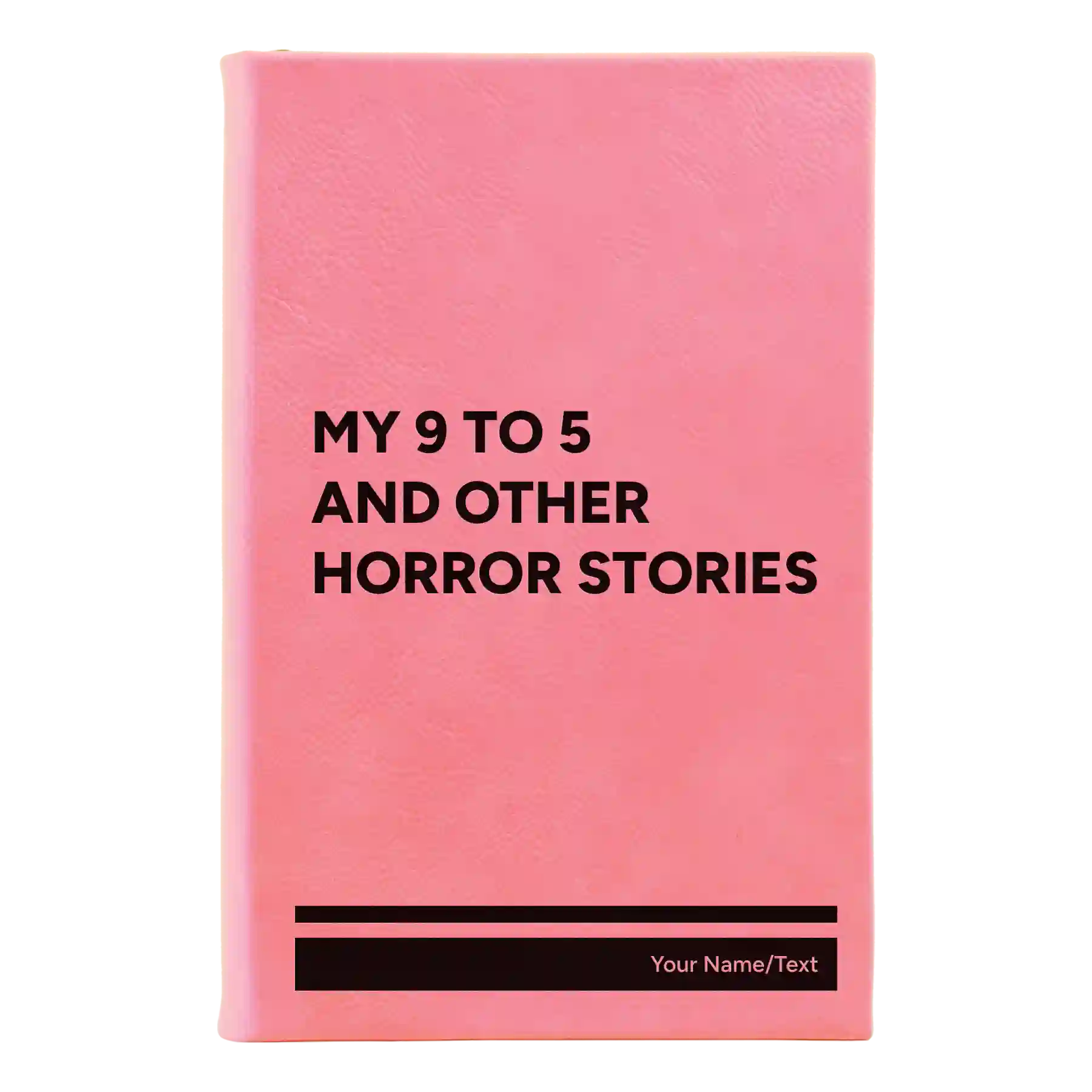 Small pink leatherette journal laser etched with '9 to 5 Horror' design
