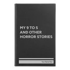 Small black/silver leatherette sketch book laser etched with '9 to 5 Horror' design