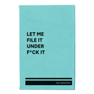 Small teal leatherette journal laser etched with 'File it Under' design