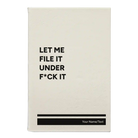 Small white leatherette journal laser etched with 'File it Under' design