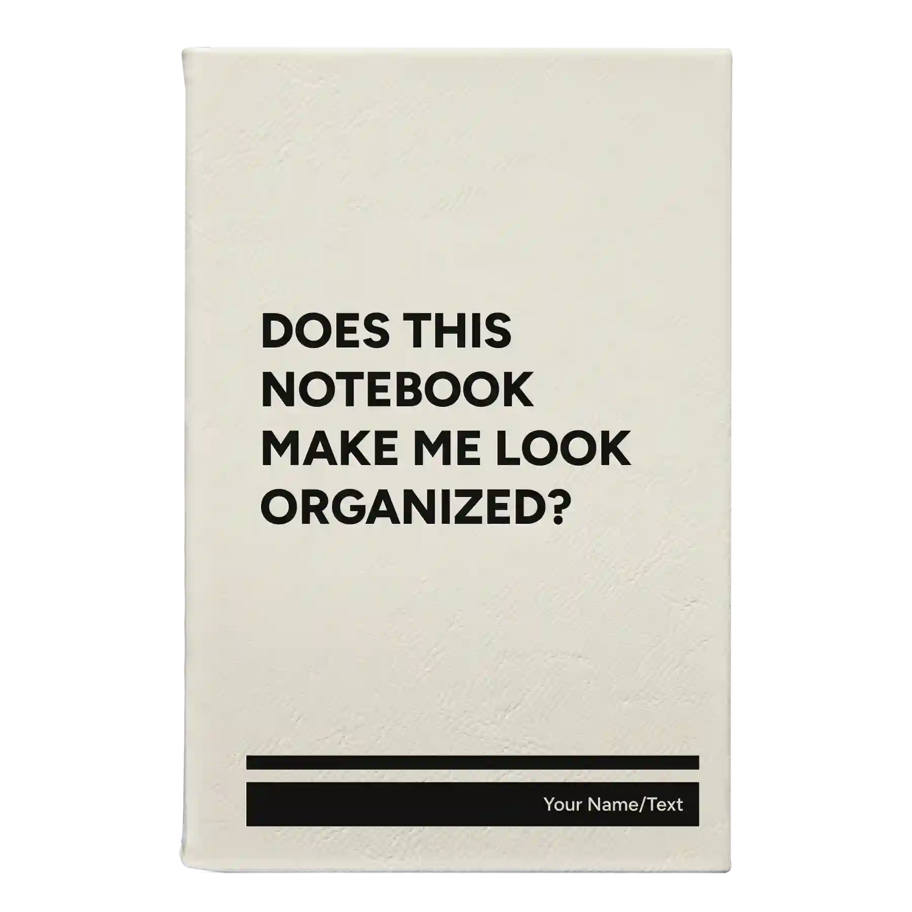 Small white leatherette journal laser etched with 'Look Organized' design