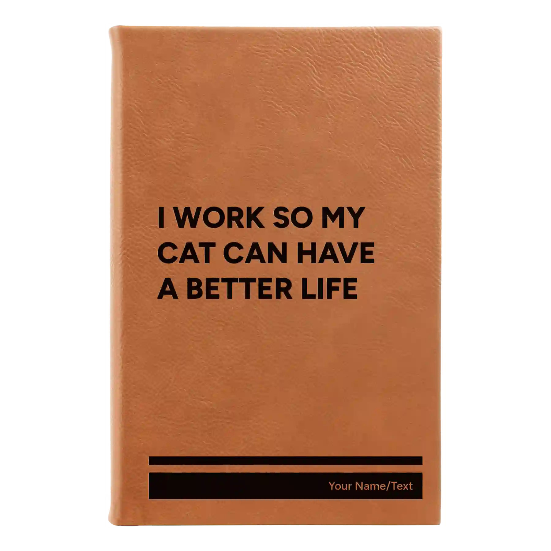 Small rawhide leatherette journal laser etched with 'My Cat' design