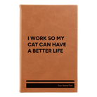 Small rawhide leatherette sketch book laser etched with 'My Cat' design