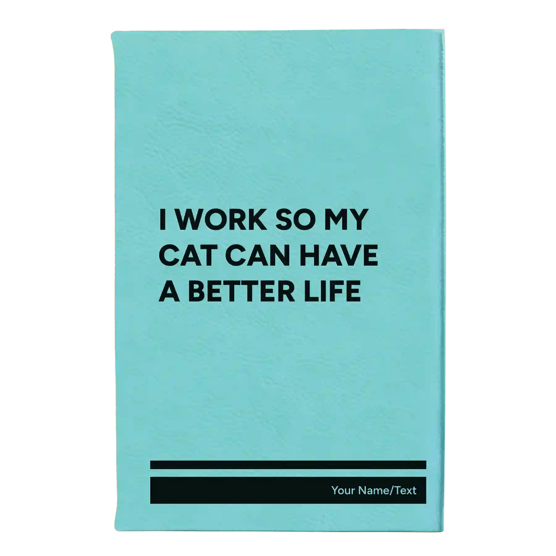 Small teal leatherette journal laser etched with 'My Cat' design