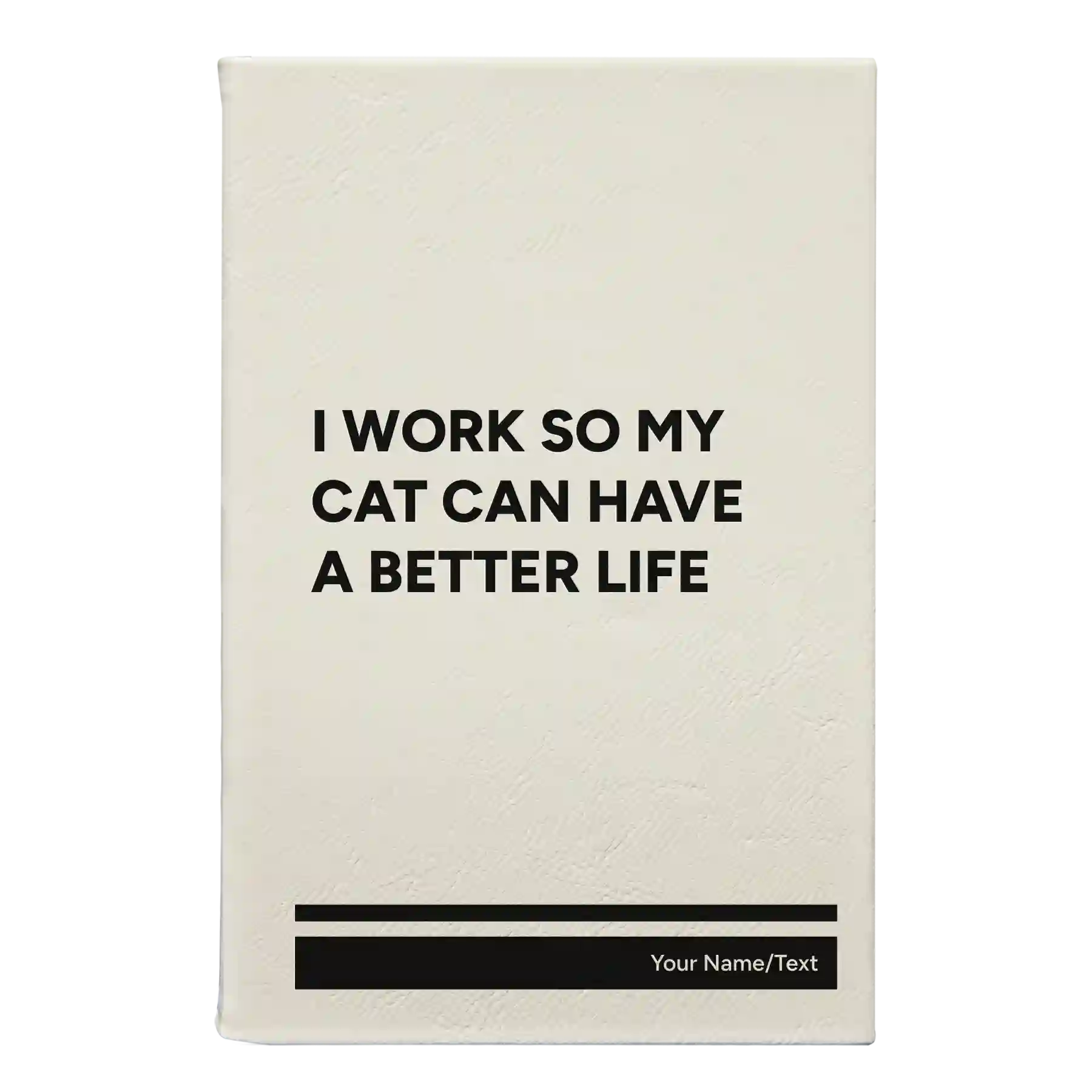 Small white leatherette sketch book laser etched with 'My Cat' design
