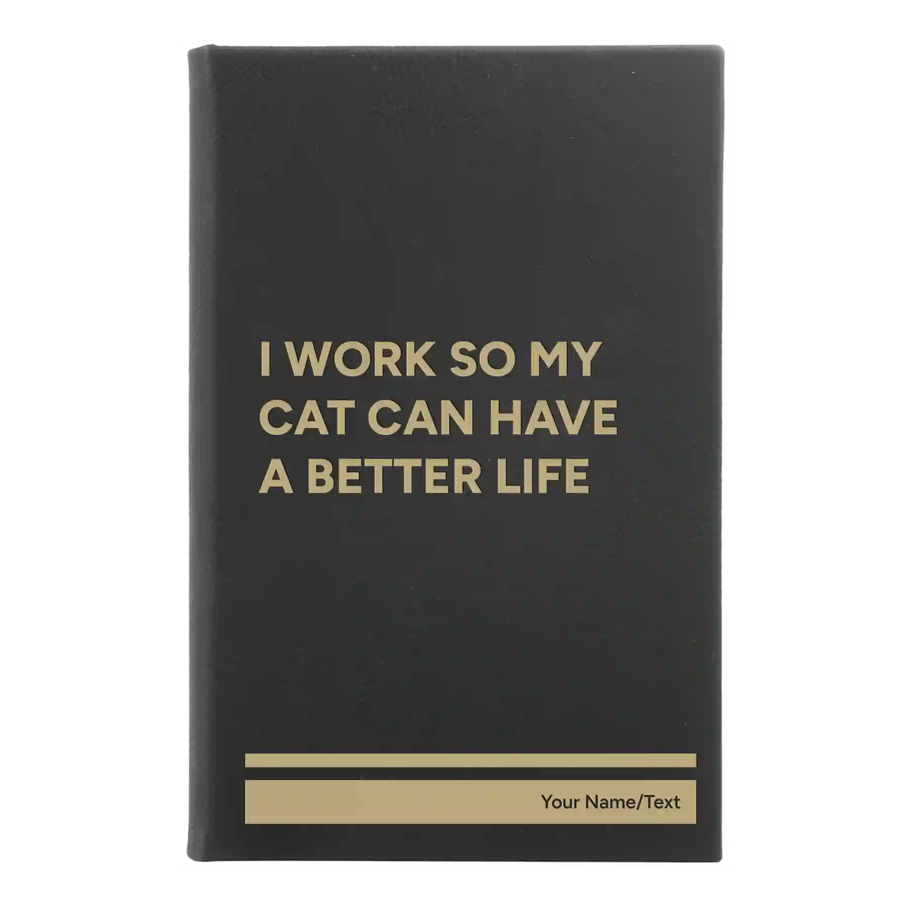 Small black/gold leatherette journal laser etched with 'My Cat' design