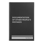 Small black/silver leatherette sketch book laser etched with 'Other Peoples Mistakes' design