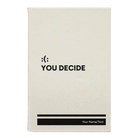 Small white leatherette sketch book laser etched with 'You Decide' design