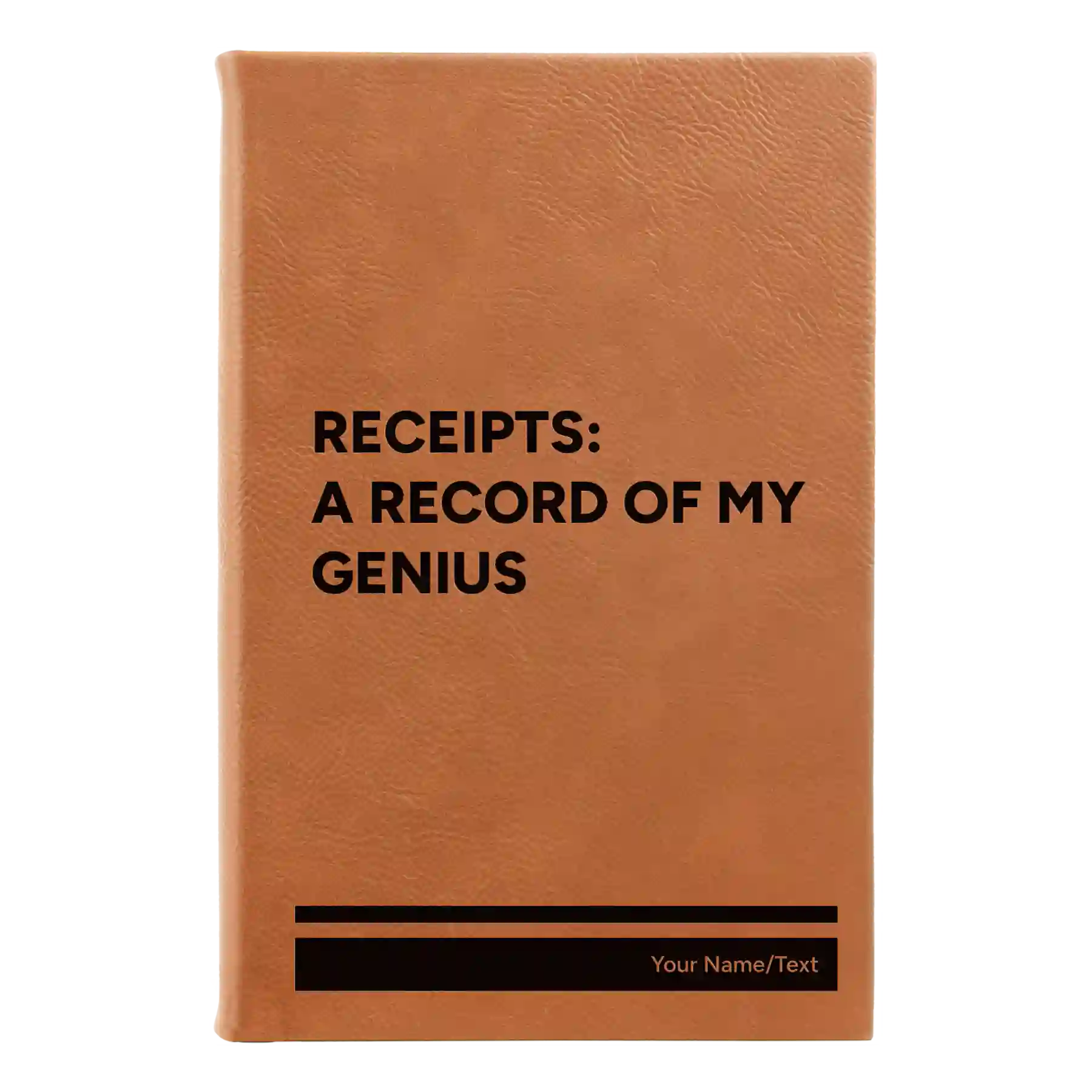 Small rawhide leatherette journal laser etched with 'My Genius' design