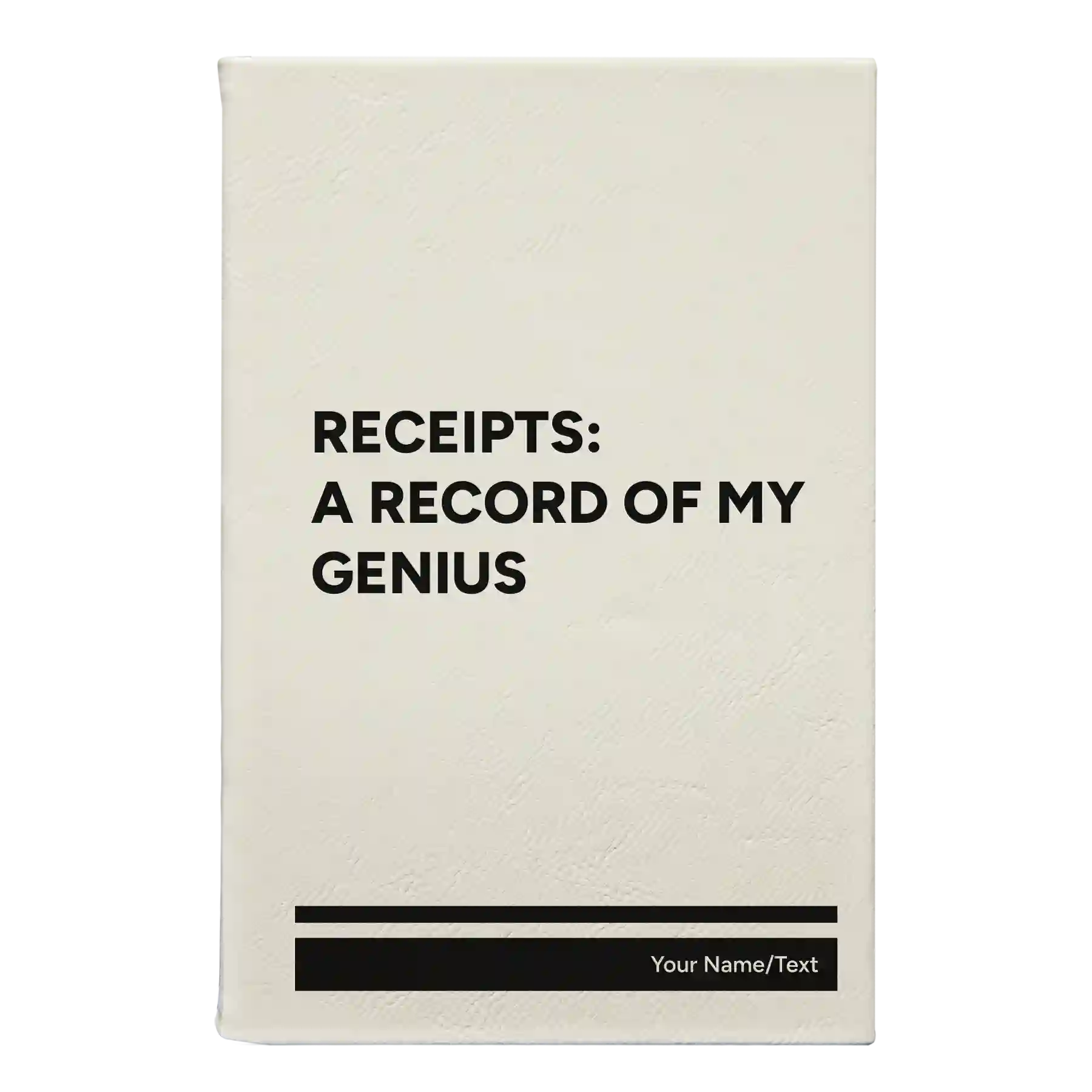 Small white leatherette journal laser etched with 'My Genius' design