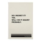 Small white leatherette sketch book laser etched with 'Regret It' design