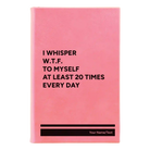 Small pink leatherette sketch book laser etched with 'Whisper WTF' design