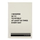 Small white leatherette journal laser etched with 'Whisper WTF' design