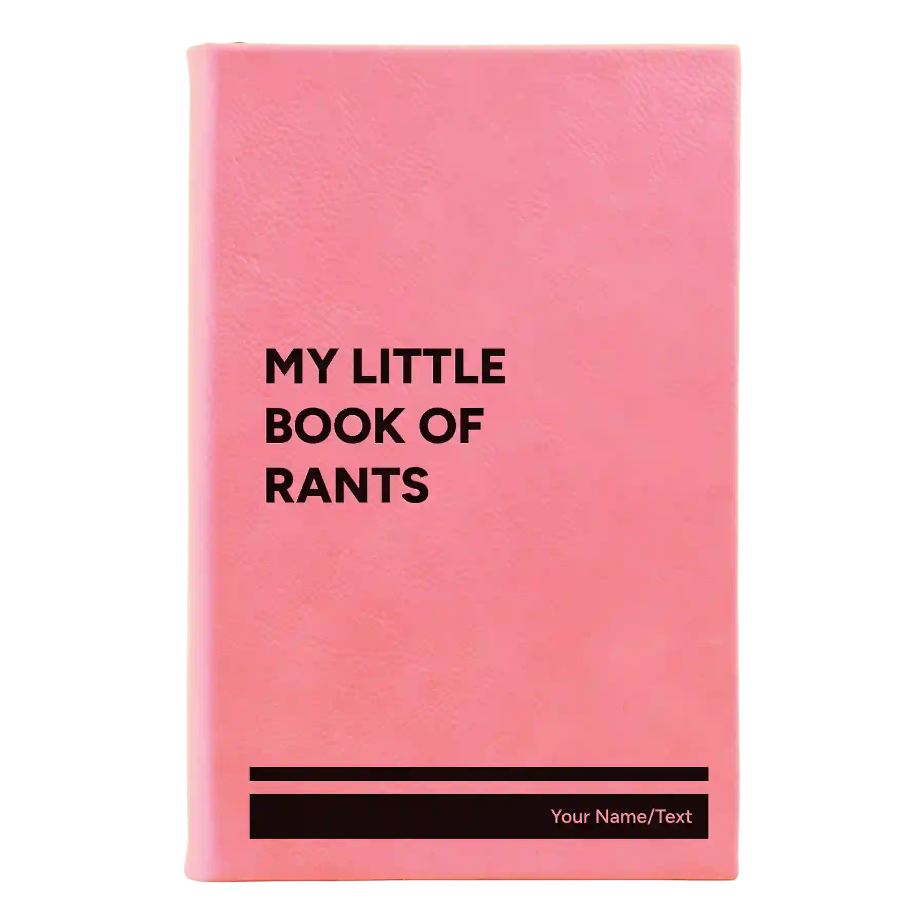 Small pink leatherette journal laser etched with 'Book of Rants' design