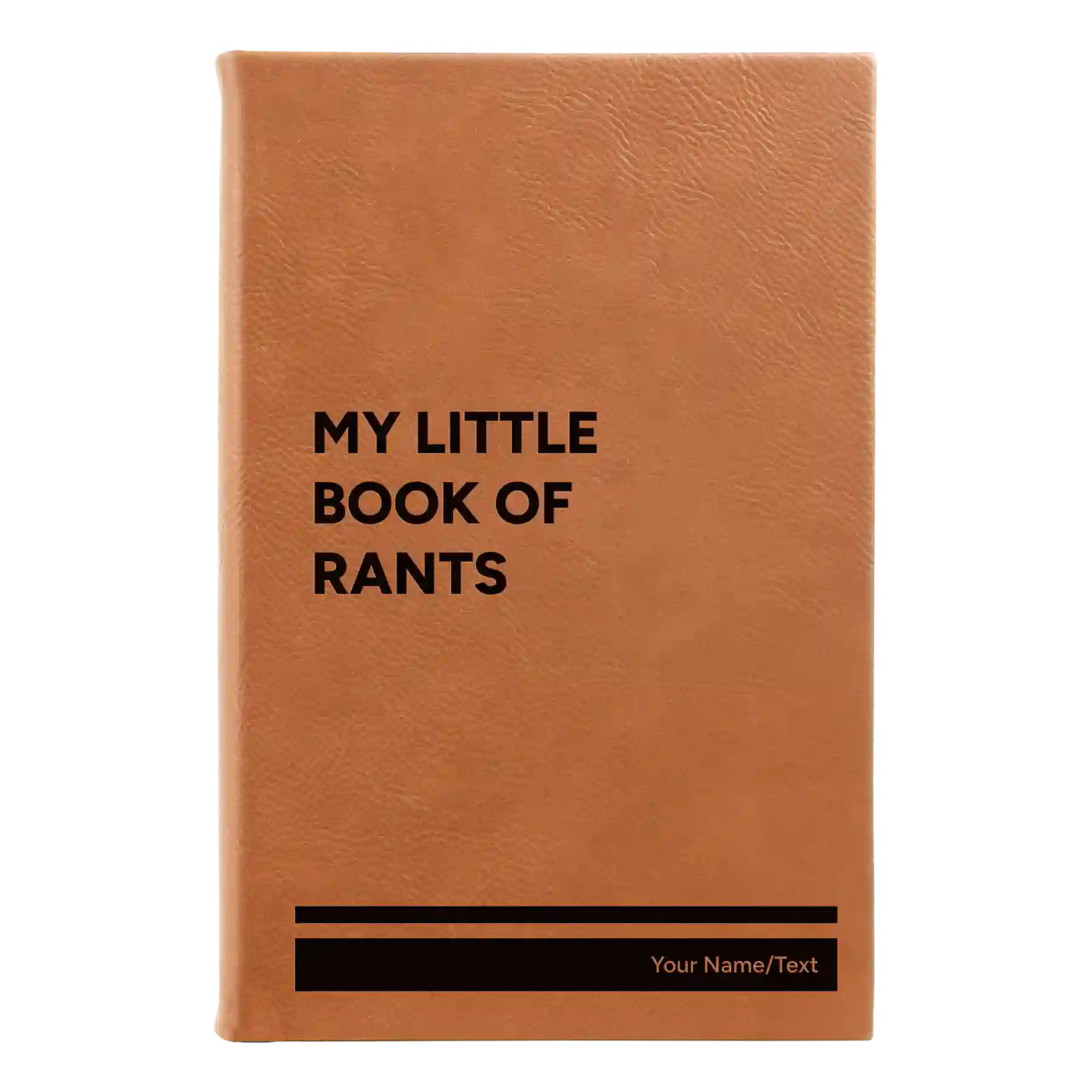 Small rawhide leatherette sketch book laser etched with 'Book of Rants' design