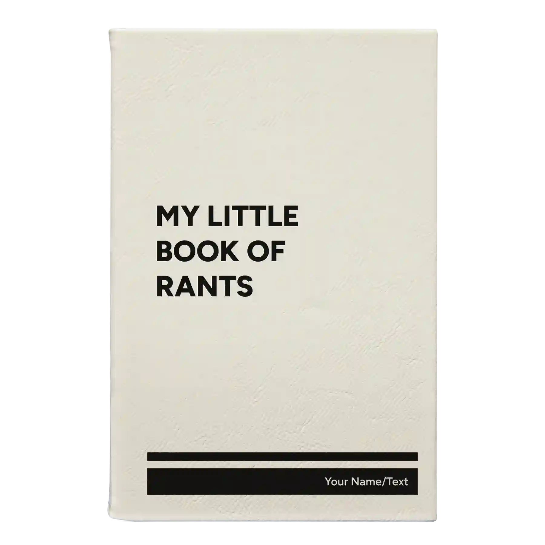 Small white leatherette journal laser etched with 'Book of Rants' design