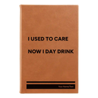 Small rawhide leatherette journal laser etched with 'Day Drink' design