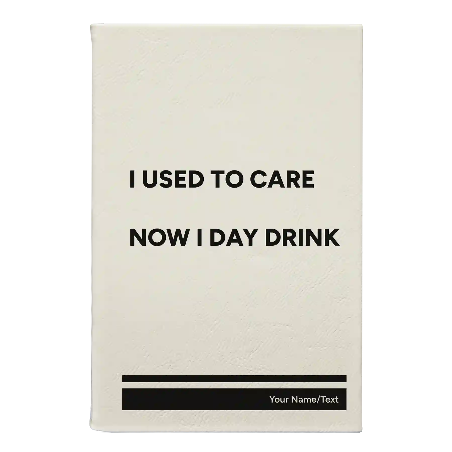 Small white leatherette journal laser etched with 'Day Drink' design